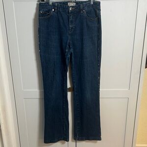 Y2K Michael Kors Dark Indigo Straight-Leg Flare Jeans Side Stud Detail Women’s 8